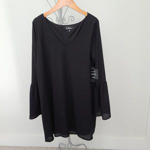 Lulus Medium far wanderings black long sleeve shift dress